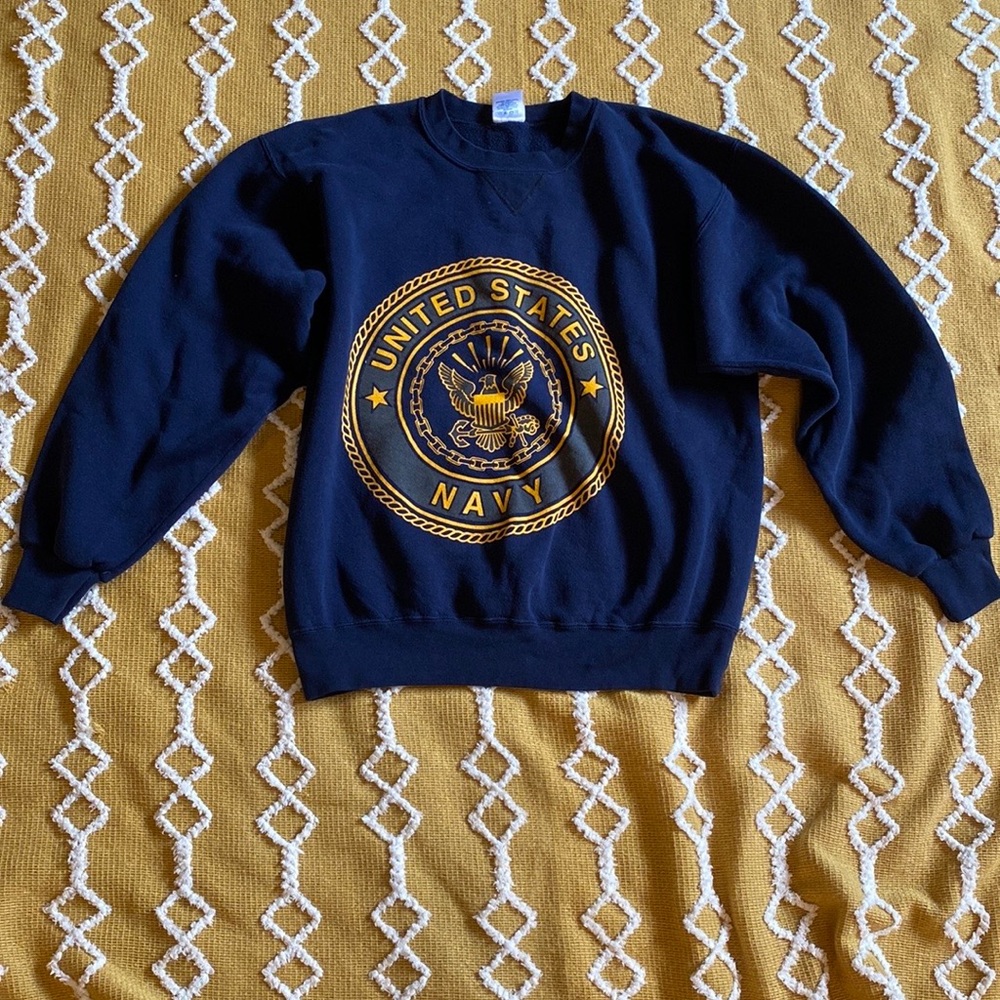 VTG Soffe Made in USA United States Navy Blue Sweatshirt Size Medium